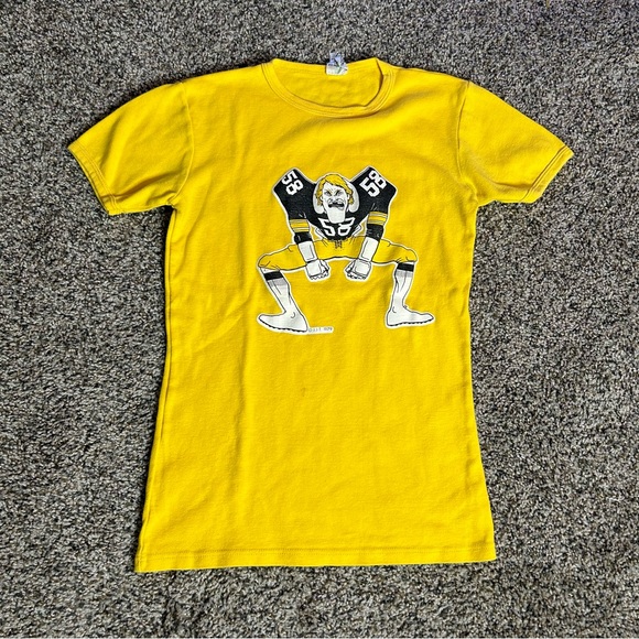 Vintage 70s Pittsburgh Steelers‎ Shirt Mens Medium Yellow Jack Lambert 1979 NFL - Picture 1 of 6